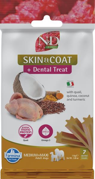 Pamlsok Farmina Quinoa Dog Skin Coat Quail Adult medium & maxi 100g