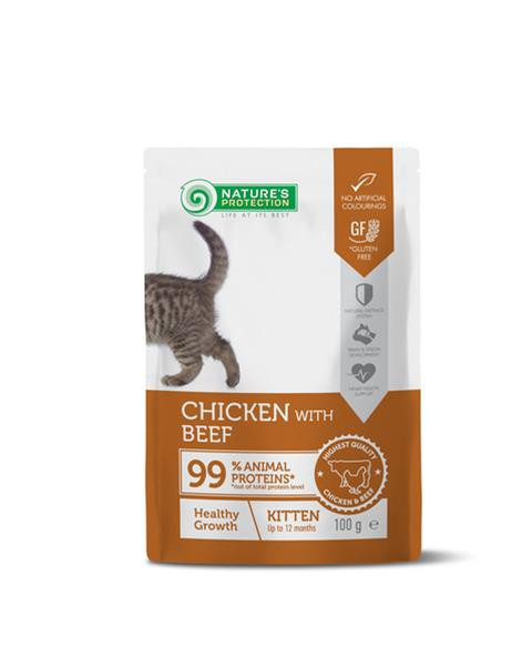 Natures P KAPSIČKY cat kitten chicken & beef 22 x 100 g 