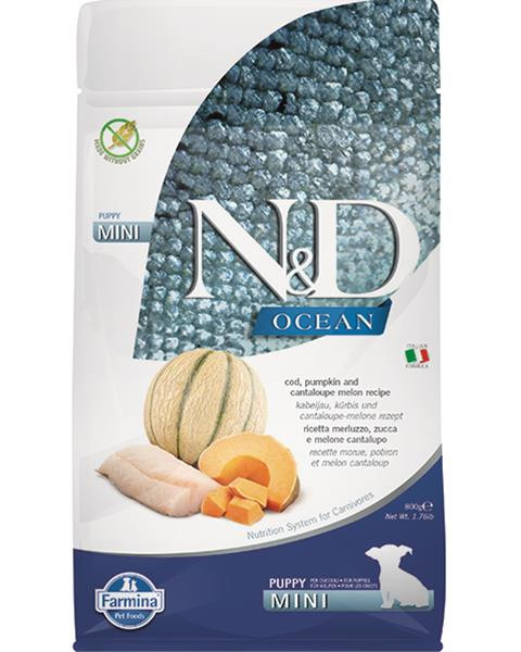 Farmina N&D dog OCEAN PUMPKIN (GF) puppy mini, cod & cantaloupe melon 0,8 kg