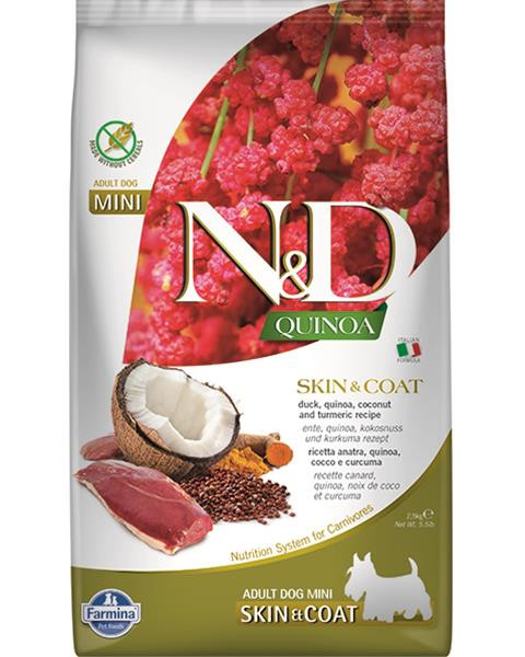 Farmina N&D dog QUINOA (GF) adult mini, skin & coat, duck & coconut 2,5 kg