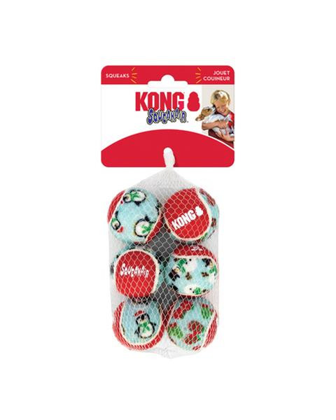 Hračka Kong Dog Holiday Airdog Lopta s pískatkom tenis, guma vulkanizovaná, bal. 6 kusov, S