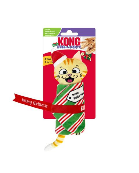 Hračka Kong Cat Holiday Pull-A-Partz Present s catnipoom, polyester