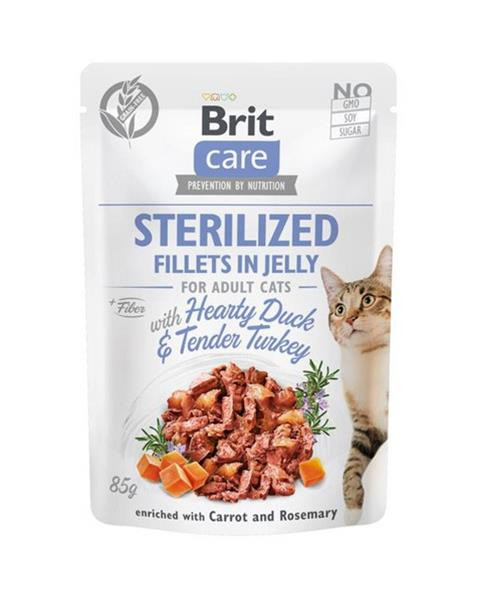 Brit Care cat Kapsička Sterilized Fillets in Jelly with Hearty Duck & Tender Turkey 24 x 85 g