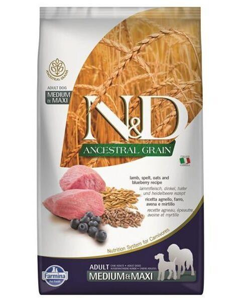 Farmina N&D dog AG adult medium & maxi, lamb, spelt, oats & blueberry 12 kg