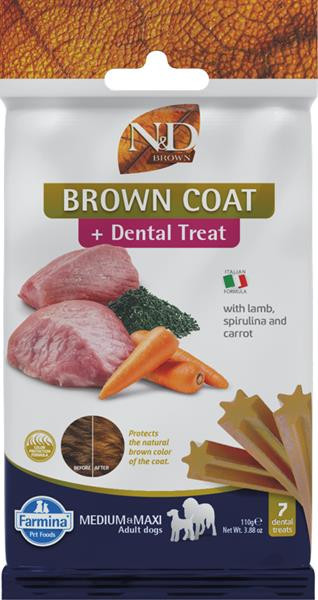 Pamlsok Farmina ND Brown Dog Lamb Potato Carrot Spirul Adult medium & maxi 100g