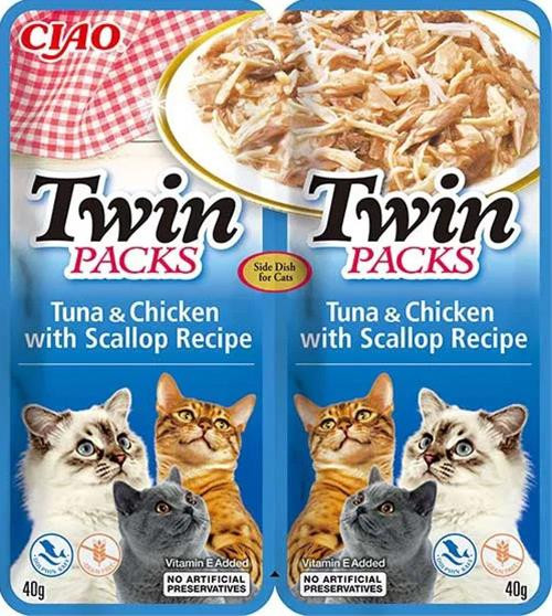 Inaba Twin Packs Cat Kapsička Tuniak & Kura s hrebenatkou 80 g