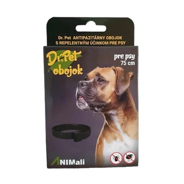 Obojok Dr.Pet pre psy 75 cm antiparazitárny ČIERNY s repelentným účinkom (tick and flea repellent collar for dogs)