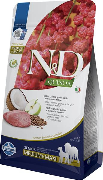 Farmina N&D dog QUINOA (GF) senior med/max lamb, green apple and coconut 2 kg