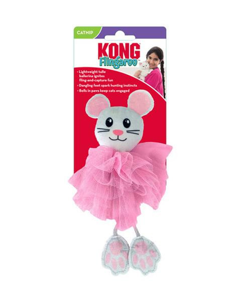 Hračka Kong Cat Flingaroo Tutu Myš, s roľničkami, modro ružová, polyester