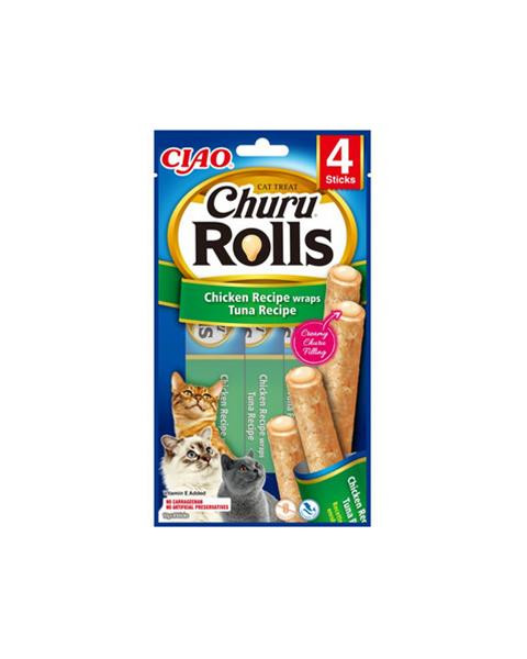 Pamlsok Inaba Churu Rolls cat Kura & Tuniak 4 tuby 40 g