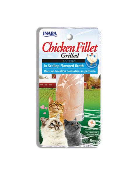 Pamlsok Inaba Grilled cat Kura vo vývare z hrebenatky 25 g