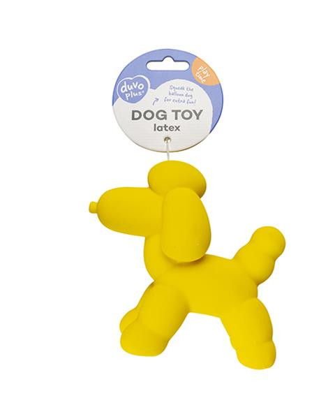 Hračka DUVO+ latexový balón pudel, pískajúci, žltý 14x6x12,5 cm