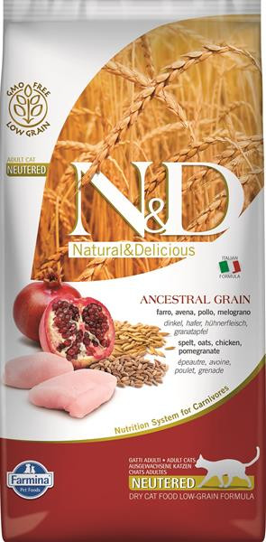 Farmina N&D cat AG adult, neutered, chicken, spelt, oats & pomegranate 5 kg