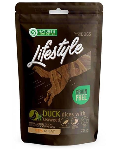 Pamlsok Natures P Lifestyle dog soft duck dices with seaweed 75 g