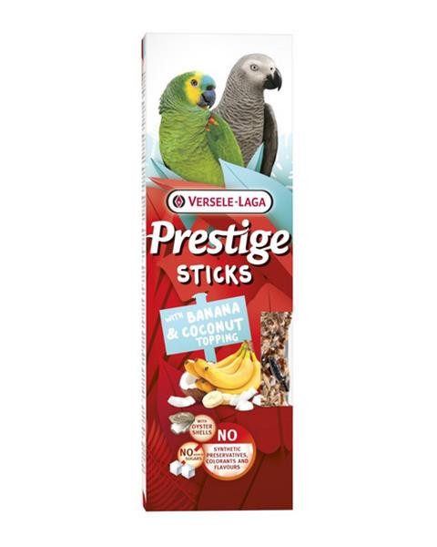 Pamlsok VL Prestige Sticks Parrots with Banana & Coconut topping 2 ks- tyčinka pre veľké papgája s banánom a kokosovou polevou 140 g