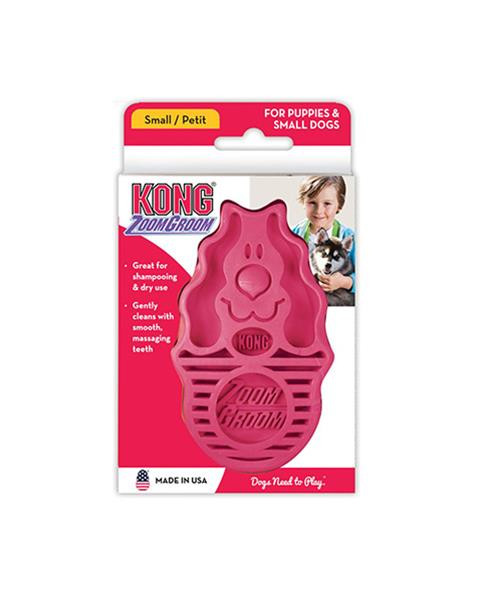 Hrebeň Kong gumový ZoomGroom ružový L - 11,5 × 7 × 2,5 cm