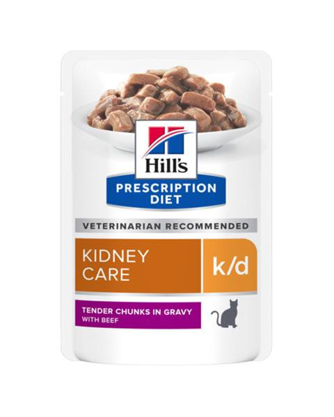 HILLS Diet Feline k/d KAPSIČKA Beef NEW 12x85 g