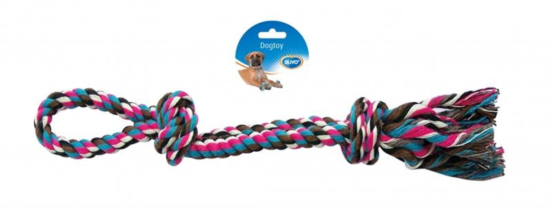 Hračka DUVO+ Lano dvojité s 2 uzlami so slučkou na ťahanie 50 cm