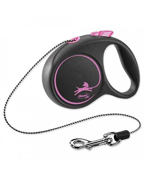 Vodítko Flexi Black Design lanko S 5 m ružové (do 12 kg)