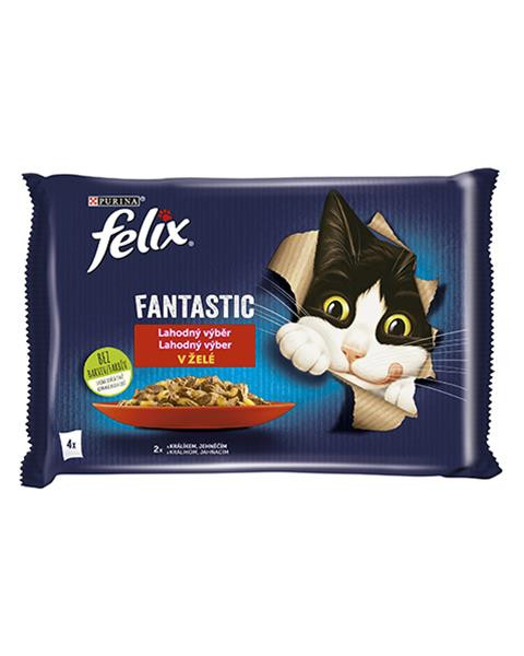 Nestlé FELIX Fantastic cat Multipack králik&jahňa želé kapsička 4x85 g