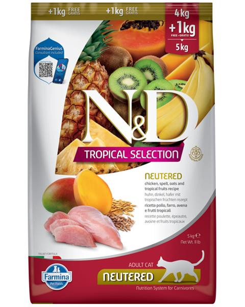 Farmina N&D cat TROPICAL SELECTION (AG) adult neutered, chicken 4+1 kg