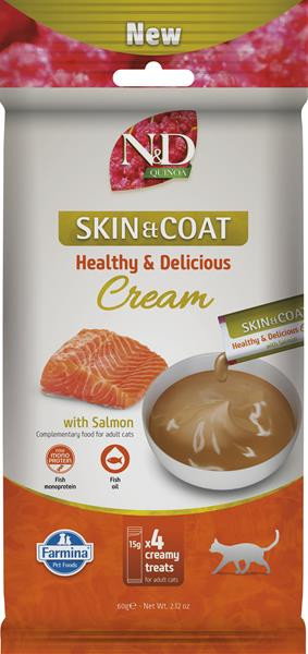 Pamlsok Farmina Creamy N&D Quinoa Cat Skin & Coat with Salmon Adult