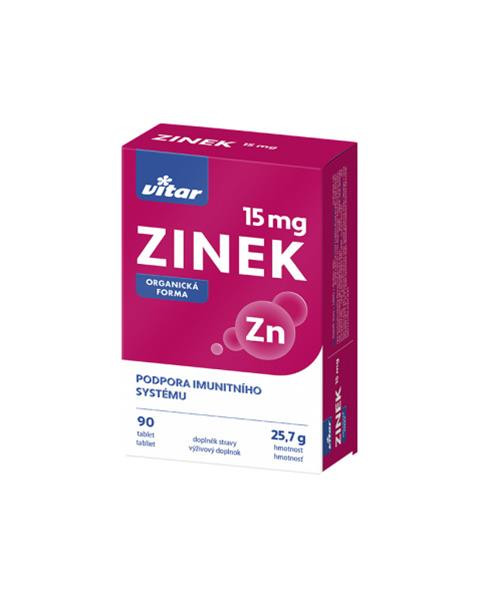 Zinok tbl. 90 x 15 mg Vitar