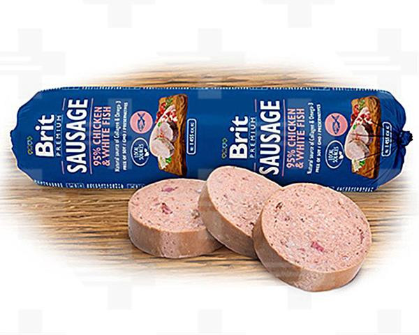 Saláma BRIT dog Chicken & White Fish 800 g