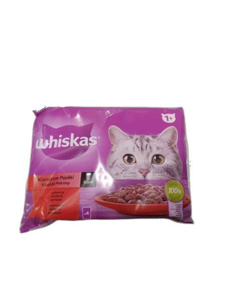 Mars WHISKAS kapsička cat Mäs.výber kura a hrach&hovädzie&morka&jahňa a mrkva v šťave 4 x 85 g