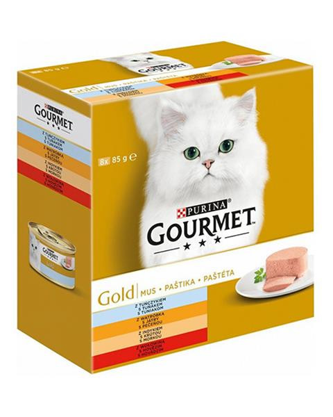 Nestlé GOURMET GOLD Multipack tuniak, pečeň, morka, hovädzie paštéta konz.8x85 g