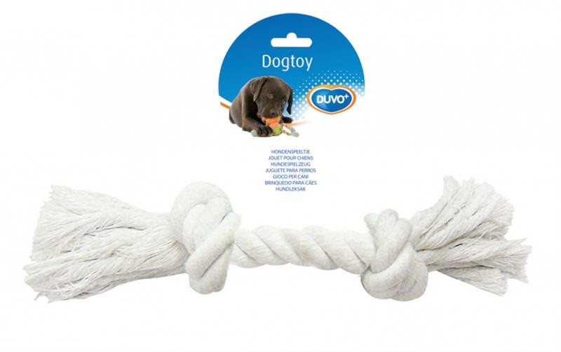 Hračka DUVO+ Lano s 2 uzlami na ťahanie biele XLarge 37 cm