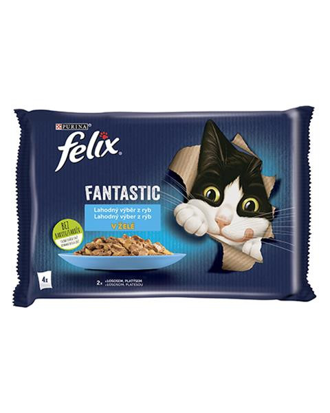 Nestlé FELIX Fantastic cat Multipack losos&platesa želé kapsička 4x85 g