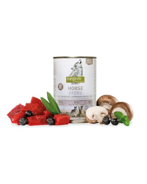 ISEGRIM dog Adult Mono Horse pure with Chokeberries, Champignons & Wild Herbs bal. 6 x 400 g konzerva