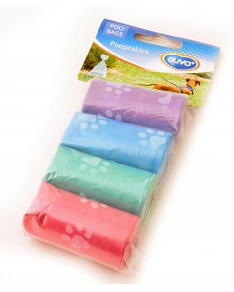 Sáčky DUVO+ na zber psích výkalov farebné s labkami 4 x 20 ks