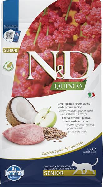 Farmina N&D cat QUINOA (GF) senior, lamb, green apple & coconut 1,5 kg