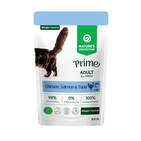 Natures P Prime KAPSIČKA cat adult weight control chicken&salmon&tuna 85 g