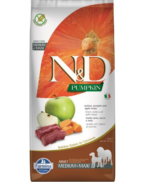 Farmina N&D dog PUMPKIN (GF) adult medium & maxi, venison & apple 12 kg