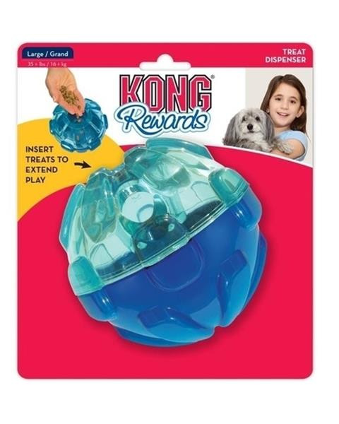 Hračka Kong Dog Rewards Lopta plniaca, modrá, guma termoplastická, L - priemer 10,5 cm