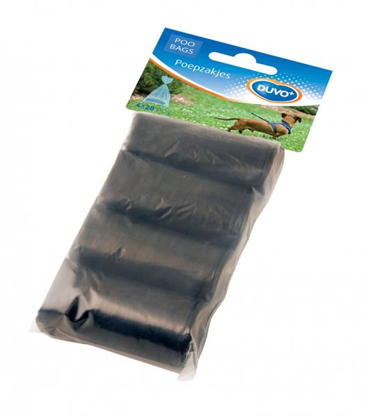Sáčky DUVO+ na zber psích výkalov čierne 4 x 20 ks