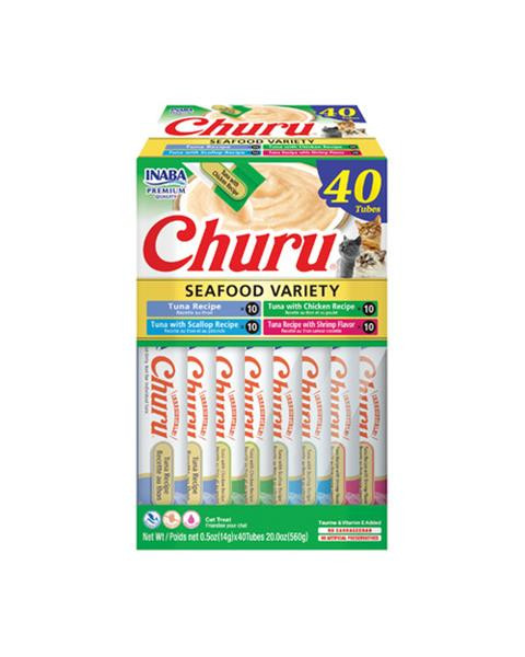 Pamlsok Inaba Churu cat Tuniak s morskými plodami 4 príchute 40 túb 560 g