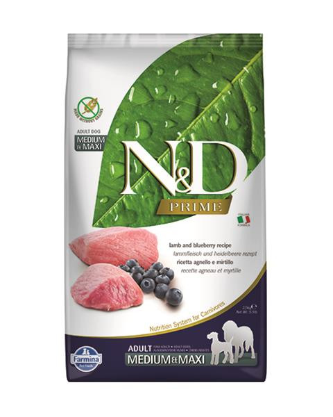 Farmina N&D dog PRIME (GF) adult medium & maxi, lamb & blueberry 2,5 kg