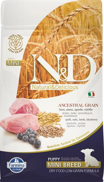 Farmina N&D dog AG puppy mini, lamb, spelt, oats & blueberry 0,8 kg