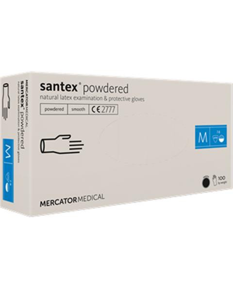 Rukavice vyšetr. latex. SANTEX veľ. L 100 ks/bal. púdrované