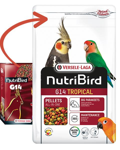 VL Orlux NutriBird G14 Tropical- extrudy pre stredne veľké papagáje s tropickým ovocím na denné kŕmenie 1 kg