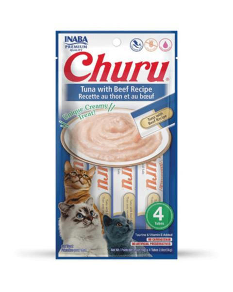 Pamlsok Inaba Churu Pyré cat Tuniak s hovädzou príchuťou 4 tuby 56 g