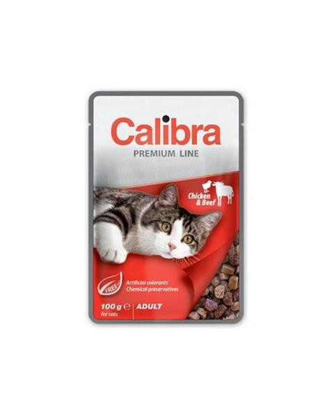 Calibra KAPSIČKA Premium cat Adult Kura & hovädzie v omáčke 24 x 100 g