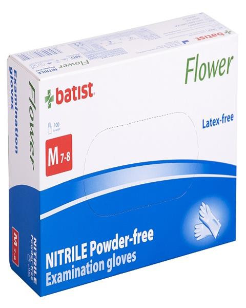 Rukavice vyšetr.nitrilové nepúdr. FLOWER veľ.M, nesterilné 100 ks