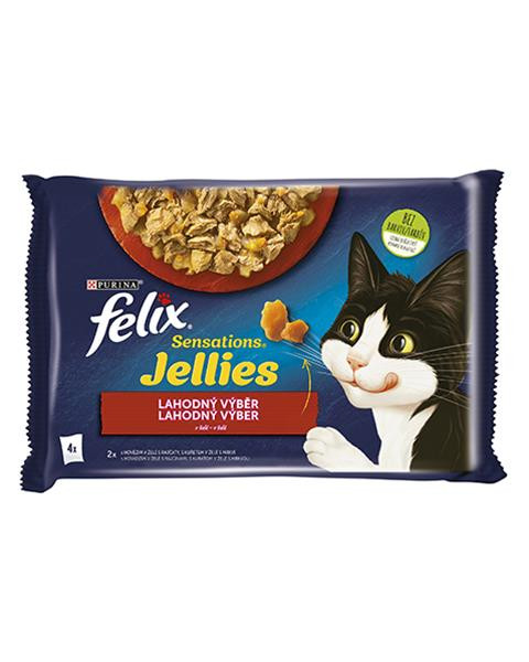 Nestlé FELIX Sensations cat Multipack hovädzie & kura v želé kapsička 4x85 g