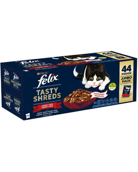 Nestlé FELIX Tasty shreds cat Multipack kura&hovädzie&kačica&morka v šťave kapsička 44x80 g