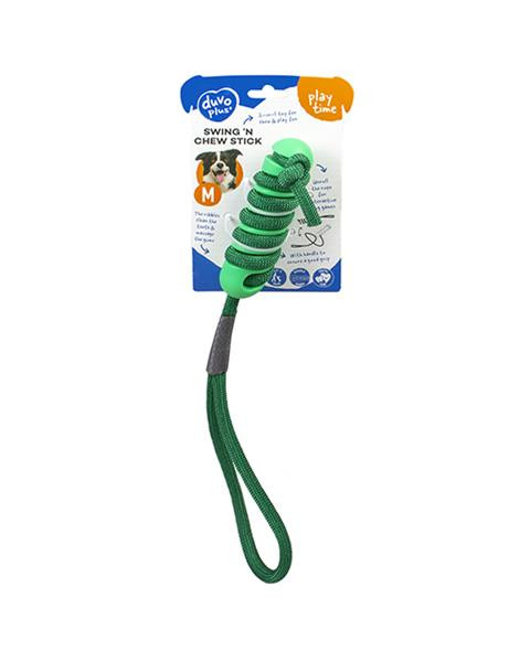 Hračka DUVO+ gumená 2 v 1 na špagáte, zelená, M - 14,5x3,8x3,8cm